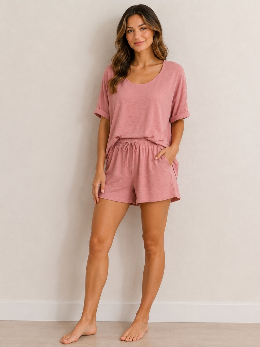 Zenana Outfitters Rose Pink Lounge Short Set